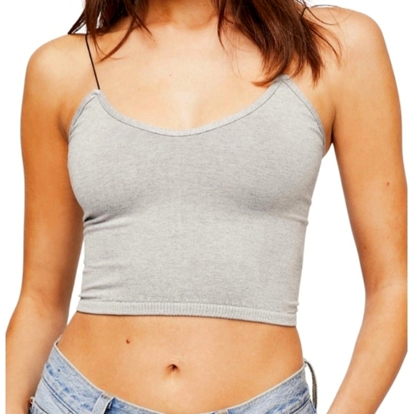 FREE PEOPLE INTIMATELY Seamless Brami Bra Bralette Heather Gray Base Layer NWOT - Picture 3 of 4